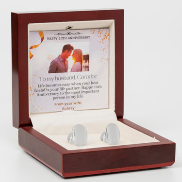 Personalized Gift from Wife to Husband - Elipso Cufflinks - 10th Wedding Anniversary Gift for Husband